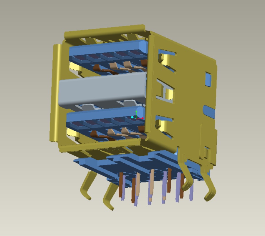 EAST-USB3D33S-1BBER USB 3.0 AF雙層90度短體外殼彎腳